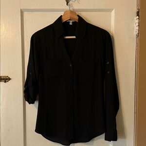 Elegant Black Women's Button-Down Shirt